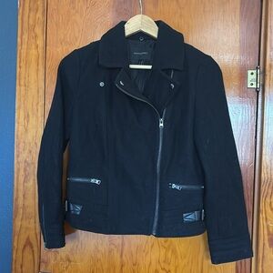 Banana Republic Wool Moto Buckle Jacket Black PXS